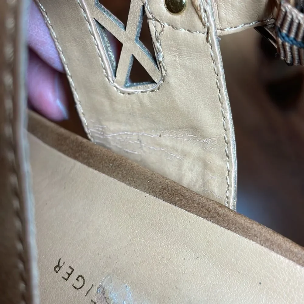 Tommy Hilfiger Heels Sandals, Wedge, Brown, Tan, 9.5